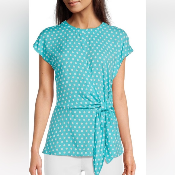 NWT MICHAEL MICHAEL KORS
Women's Polka-Dot Short Sleeve Wrap Top, - Picture 1 of 10